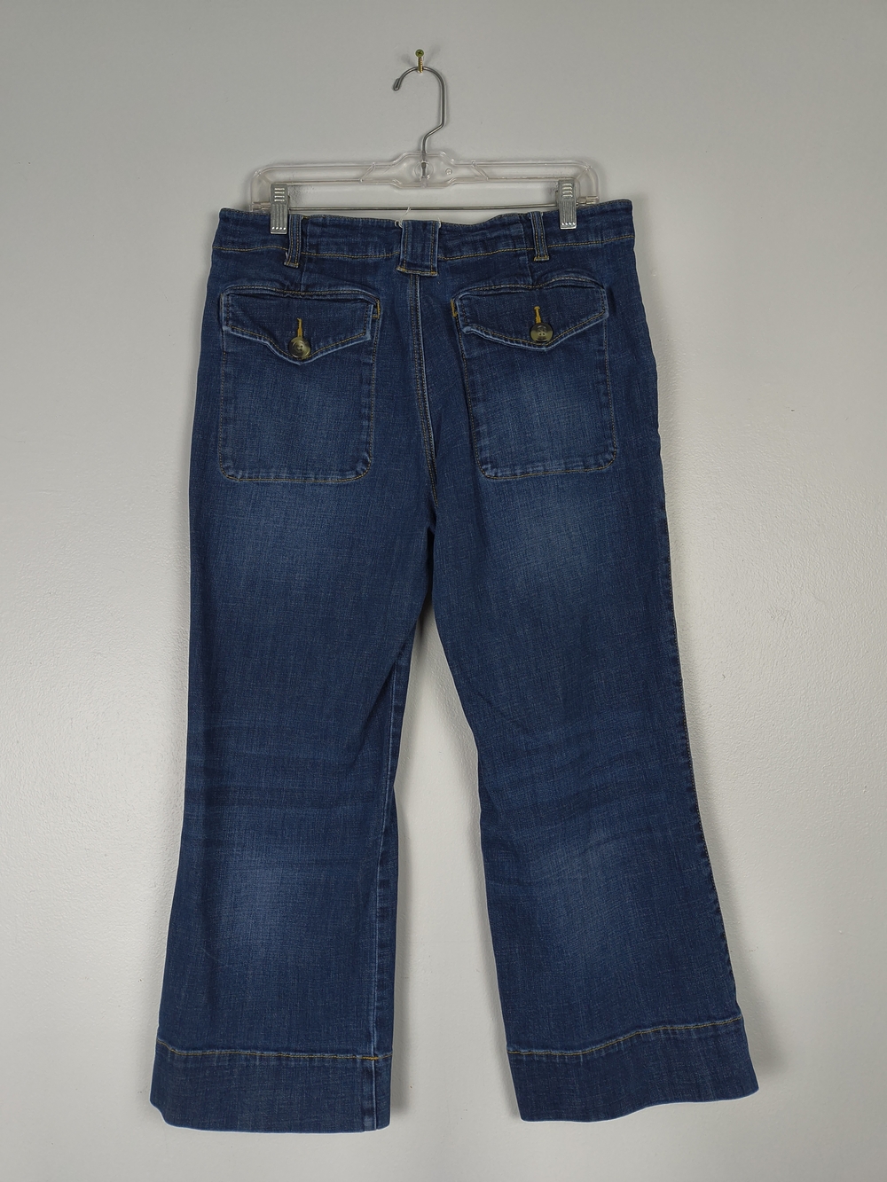 Cabi Lido Crop Jeans Women's 12 Blue Denim Wide Leg Pockets Stretch Mid Rise - Picture 5 of 9
